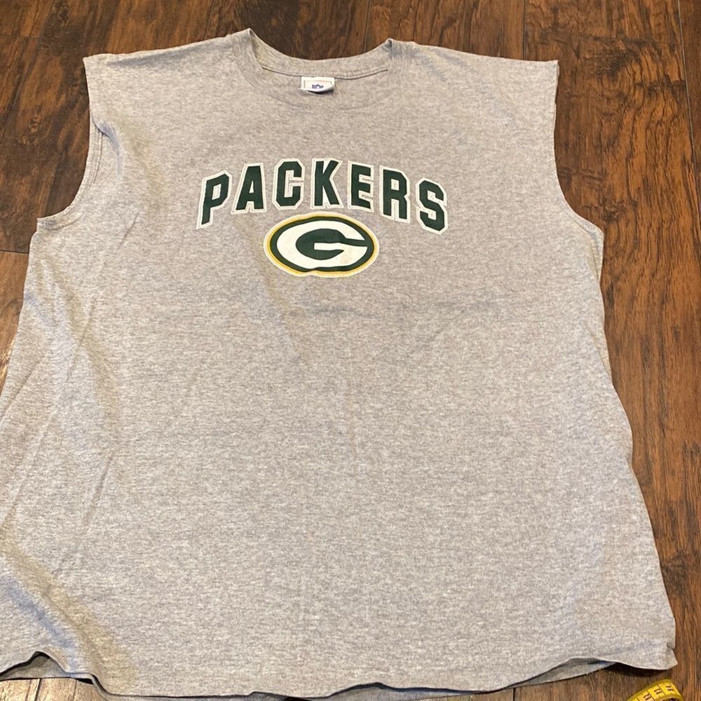 Vintage‎ Green Bay Packers NFL Sleeveless T-shirt in Grey, Men's size XL EUC